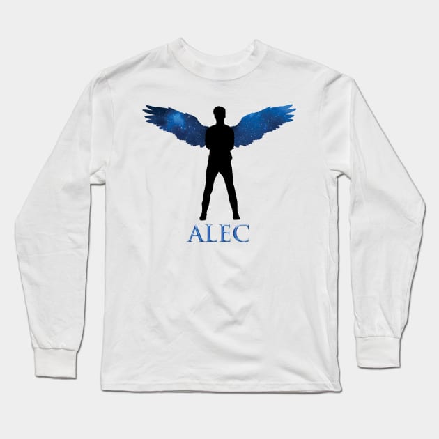 Shadowhunters / The mortal instruments - Alec Lightwood / Matthew Daddario angel (blue galaxy wings) - Malec gift idea Long Sleeve T-Shirt by Vane22april